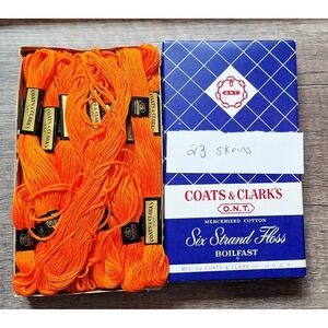 23 Skeins Coats And Clarks 38b Tangerine Embroidery Floss Vintage